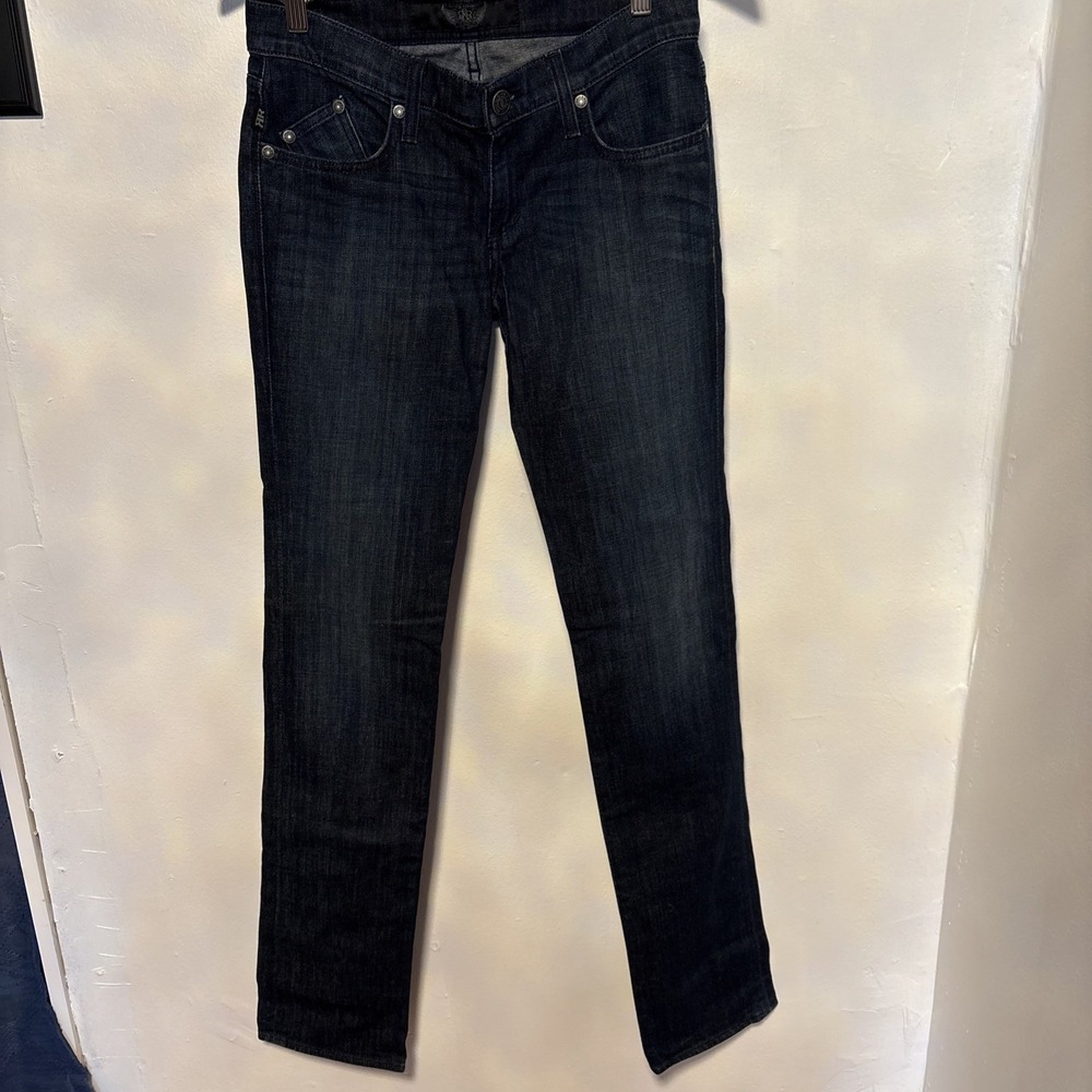 Rock & Republic Stella Straight Jeans Womens Size 27 Dark Wash Embellished Denim